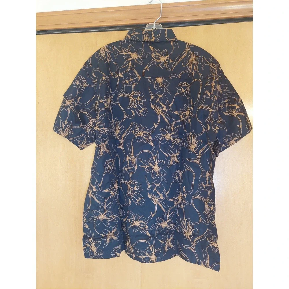 NEW! Superdry Men's Vintage Hawaiian Shirt Black & Tan Modal/Cotton Size XL - Picture 2 of 9